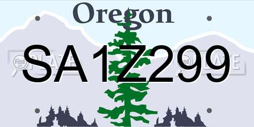 SA1Z299 Oregon License Plate