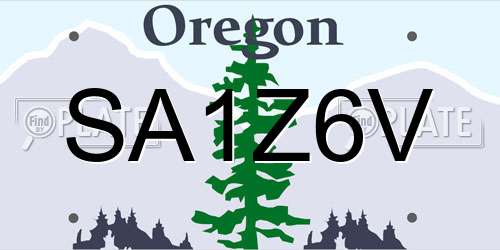 SA1Z6V Oregon License Plate