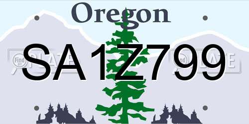 SA1Z799 Oregon License Plate