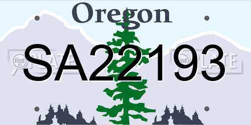 SA22193 Oregon License Plate