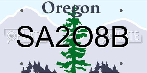 SA2O8B Oregon License Plate