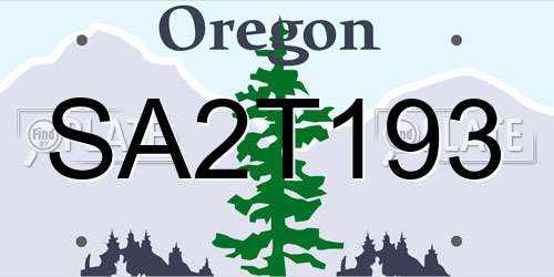 SA2T193 Oregon License Plate