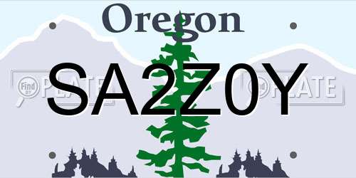 SA2Z0Y Oregon License Plate