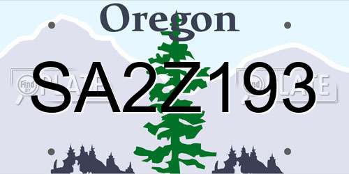 SA2Z193 Oregon License Plate