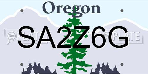 SA2Z6G Oregon License Plate