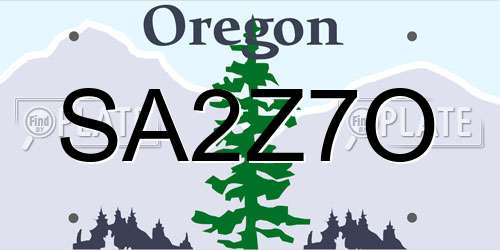 SA2Z7O Oregon License Plate
