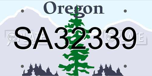 SA32339 Oregon License Plate