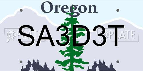 SA3D3T Oregon License Plate