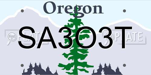 SA3O3T Oregon License Plate