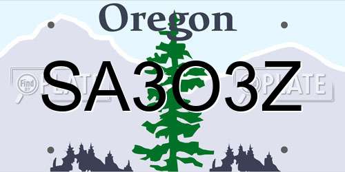 SA3O3Z Oregon License Plate