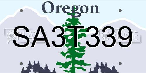 SA3T339 Oregon License Plate