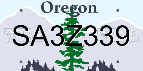 SA3Z339 Oregon License Plate