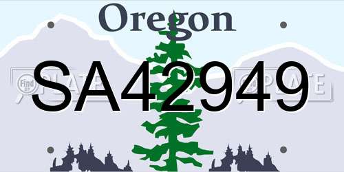 SA42949 Oregon License Plate