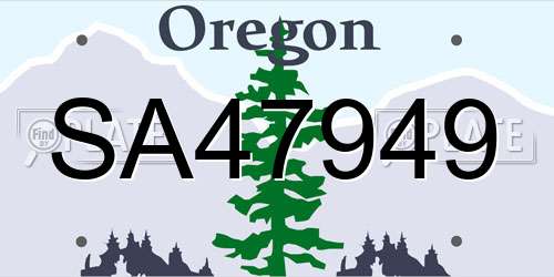 SA47949 Oregon License Plate
