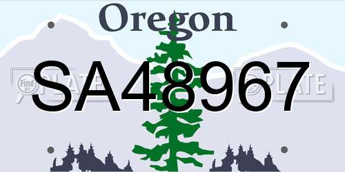 SA48967 Oregon License Plate