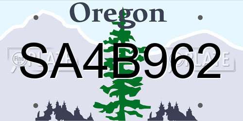 SA4B962 Oregon License Plate