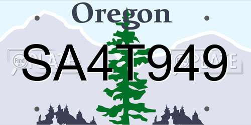 SA4T949 Oregon License Plate