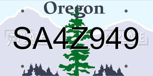 SA4Z949 Oregon License Plate