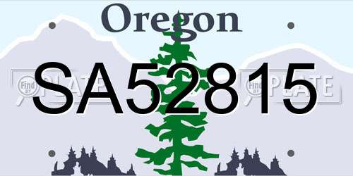 SA52815 Oregon License Plate