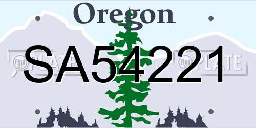 SA54221 Oregon License Plate