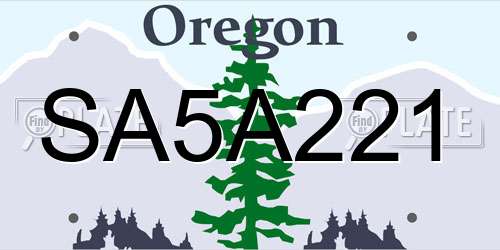 SA5A221 Oregon License Plate