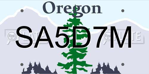 SA5D7M Oregon License Plate