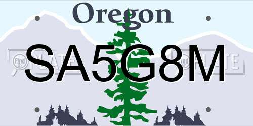 SA5G8M Oregon License Plate