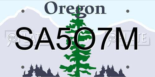 SA5O7M Oregon License Plate