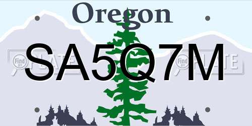 SA5Q7M Oregon License Plate