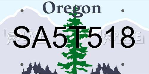 SA5T518 Oregon License Plate