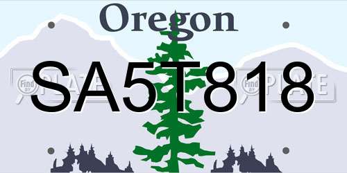 SA5T818 Oregon License Plate