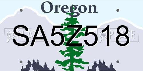 SA5Z518 Oregon License Plate