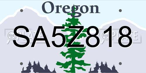 SA5Z818 Oregon License Plate