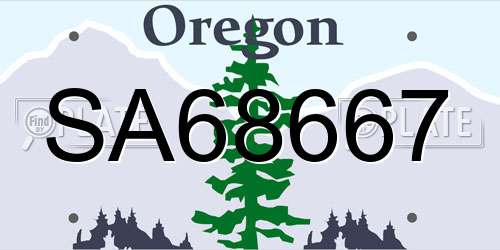 SA68667 Oregon License Plate