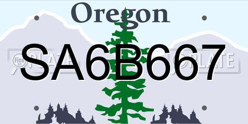 SA6B667 Oregon License Plate