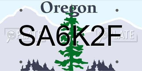 SA6K2F Oregon License Plate