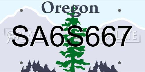 SA6S667 Oregon License Plate