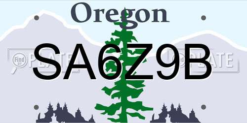 SA6Z9B Oregon License Plate