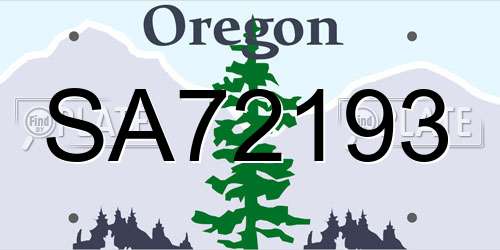 SA72193 Oregon License Plate
