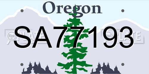 SA77193 Oregon License Plate