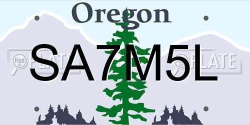 SA7M5L Oregon License Plate