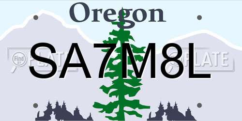 SA7M8L Oregon License Plate