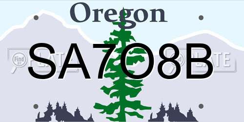 SA7O8B Oregon License Plate