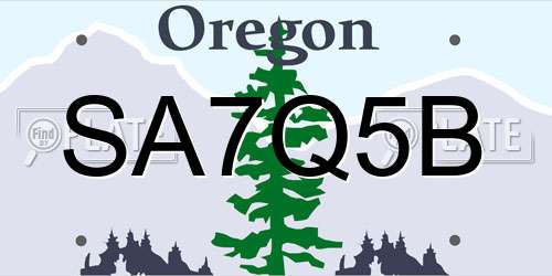 SA7Q5B Oregon License Plate