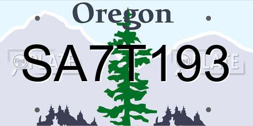 SA7T193 Oregon License Plate