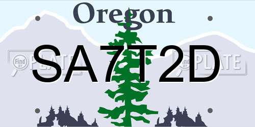 SA7T2D Oregon License Plate