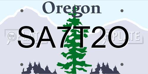 SA7T2O Oregon License Plate