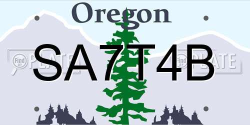 SA7T4B Oregon License Plate