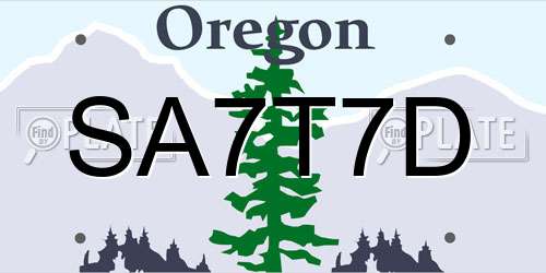 SA7T7D Oregon License Plate