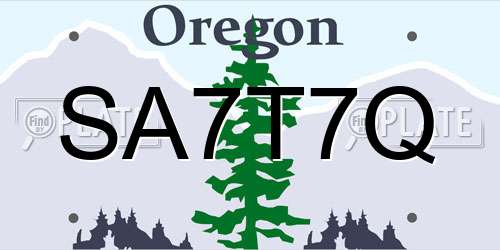 SA7T7Q Oregon License Plate
